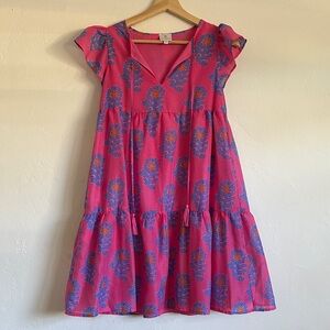Vibrant Pink and Blue Floral Mini Dress by J. Marie